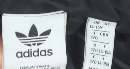 Adidas Boys Black Hooded Puffer Jacket 14-15 Years Winter Coat