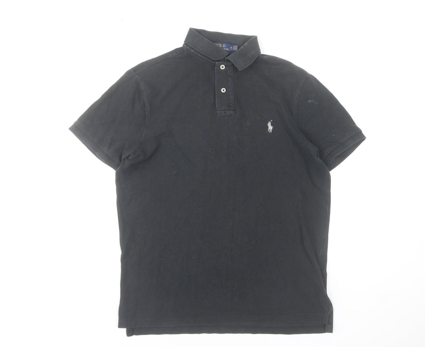 Ralph Lauren Men's Black Polo Shirt Medium Slim Fit 100% Cotton