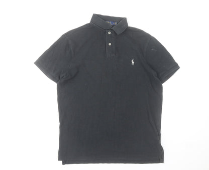 Ralph Lauren Men's Black Polo Shirt Medium Slim Fit 100% Cotton