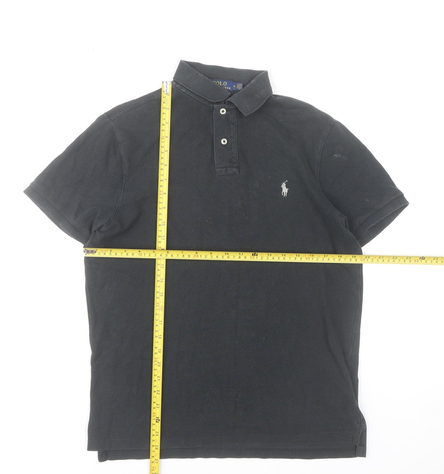 Ralph Lauren Men's Black Polo Shirt Medium Slim Fit 100% Cotton