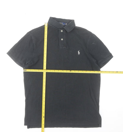 Ralph Lauren Men's Black Polo Shirt Medium Slim Fit 100% Cotton