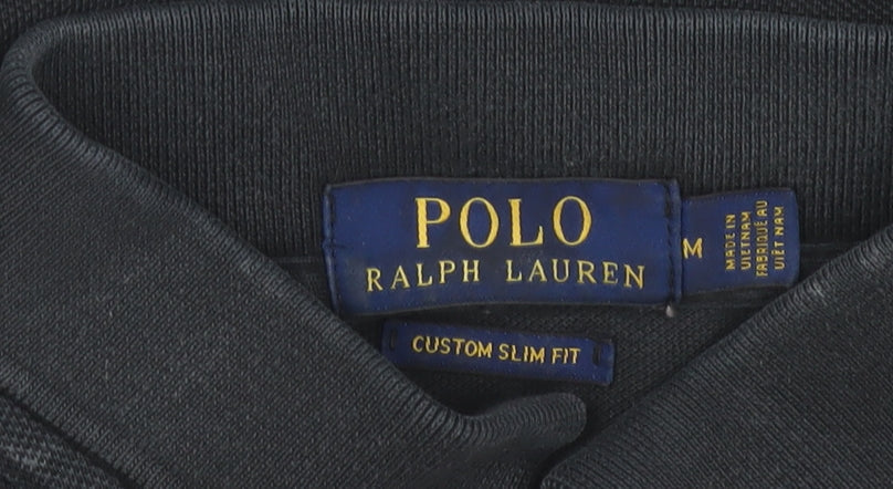 Ralph Lauren Men's Black Polo Shirt Medium Slim Fit 100% Cotton