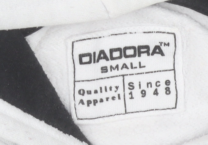 Diadora Men's White Small Pullover Hoodie with Logo - Very Good