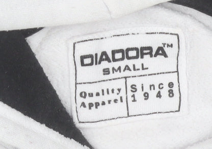 Diadora Men's White Small Pullover Hoodie with Logo - Very Good