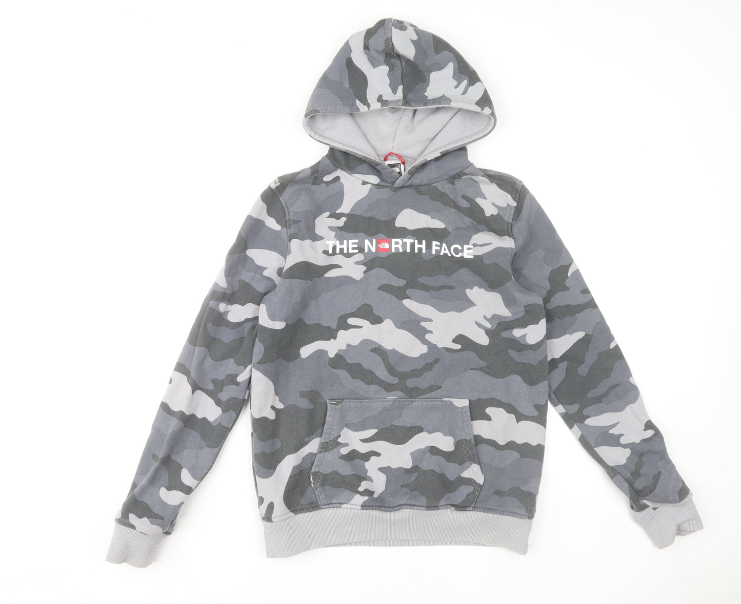The North Face Boys Grey Camouflage Pullover Hoodie XL Cotton