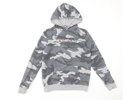 The North Face Boys Grey Camouflage Pullover Hoodie XL Cotton