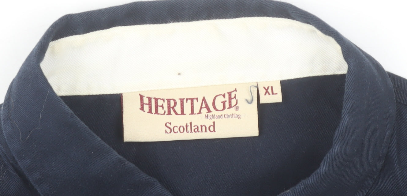 Heritage Scotland Men’s Blue Cotton Long Sleeve Button-Up Shirt XL
