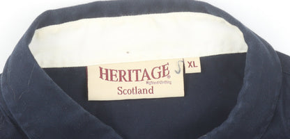 Heritage Scotland Men’s Blue Cotton Long Sleeve Button-Up Shirt XL
