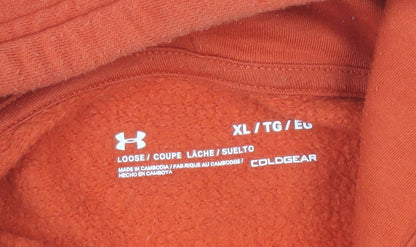 Under Armour Mens Orange XL Pullover Hoodie Fleece ColdGear