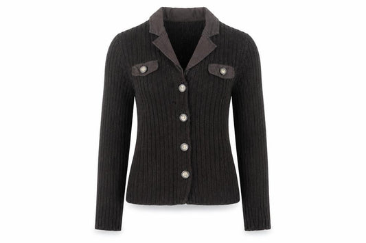 Precis Petite Brown Knit Button Cardigan Women’s Small Collared Wool Blend