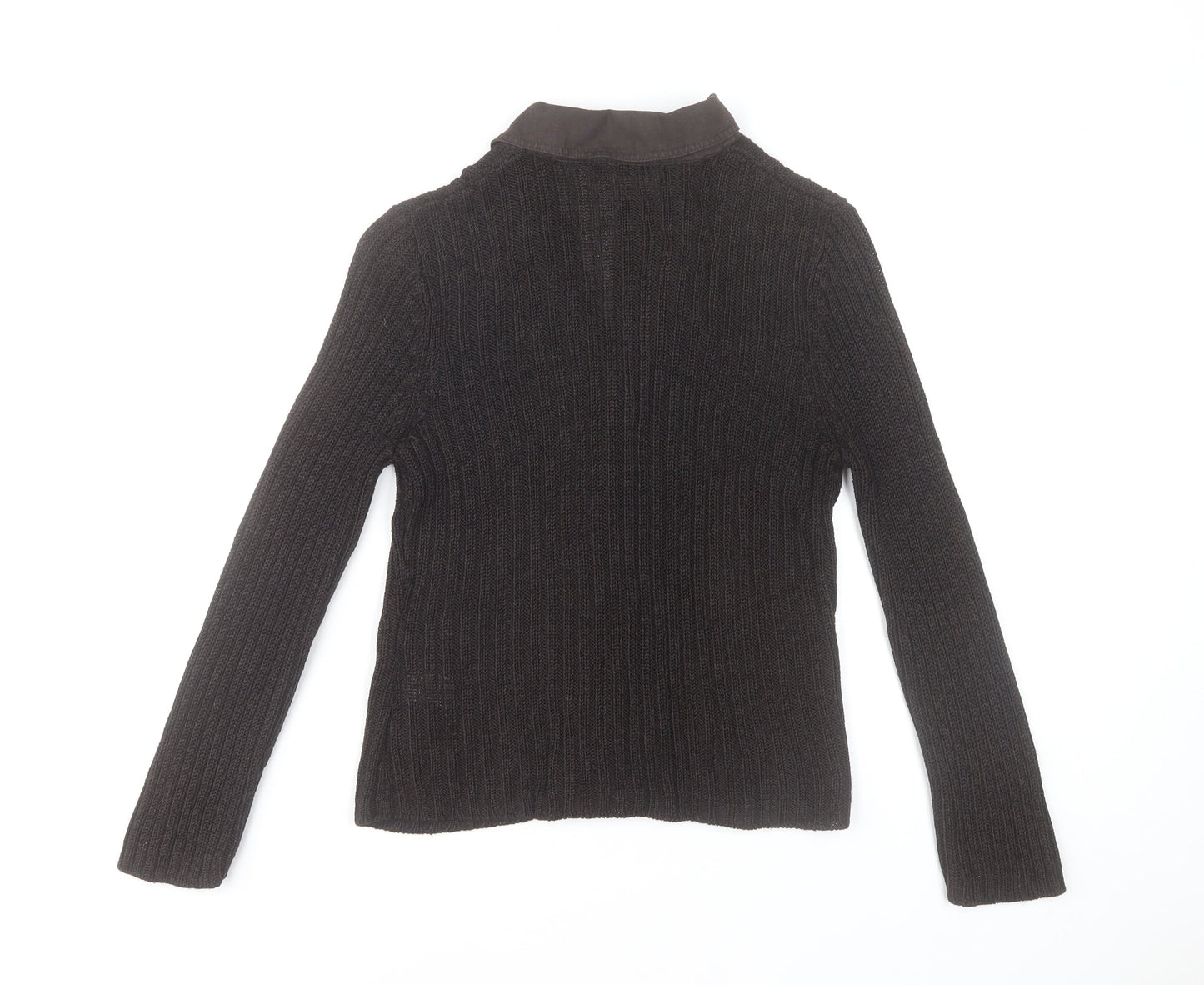 Precis Petite Brown Knit Button Cardigan Women’s Small Collared Wool Blend