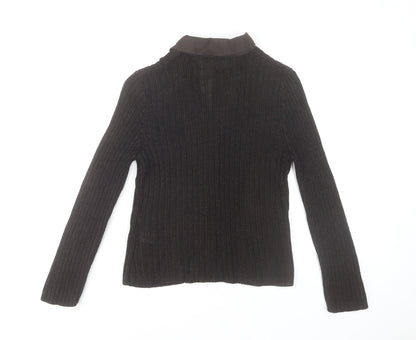 Precis Petite Brown Knit Button Cardigan Women’s Small Collared Wool Blend