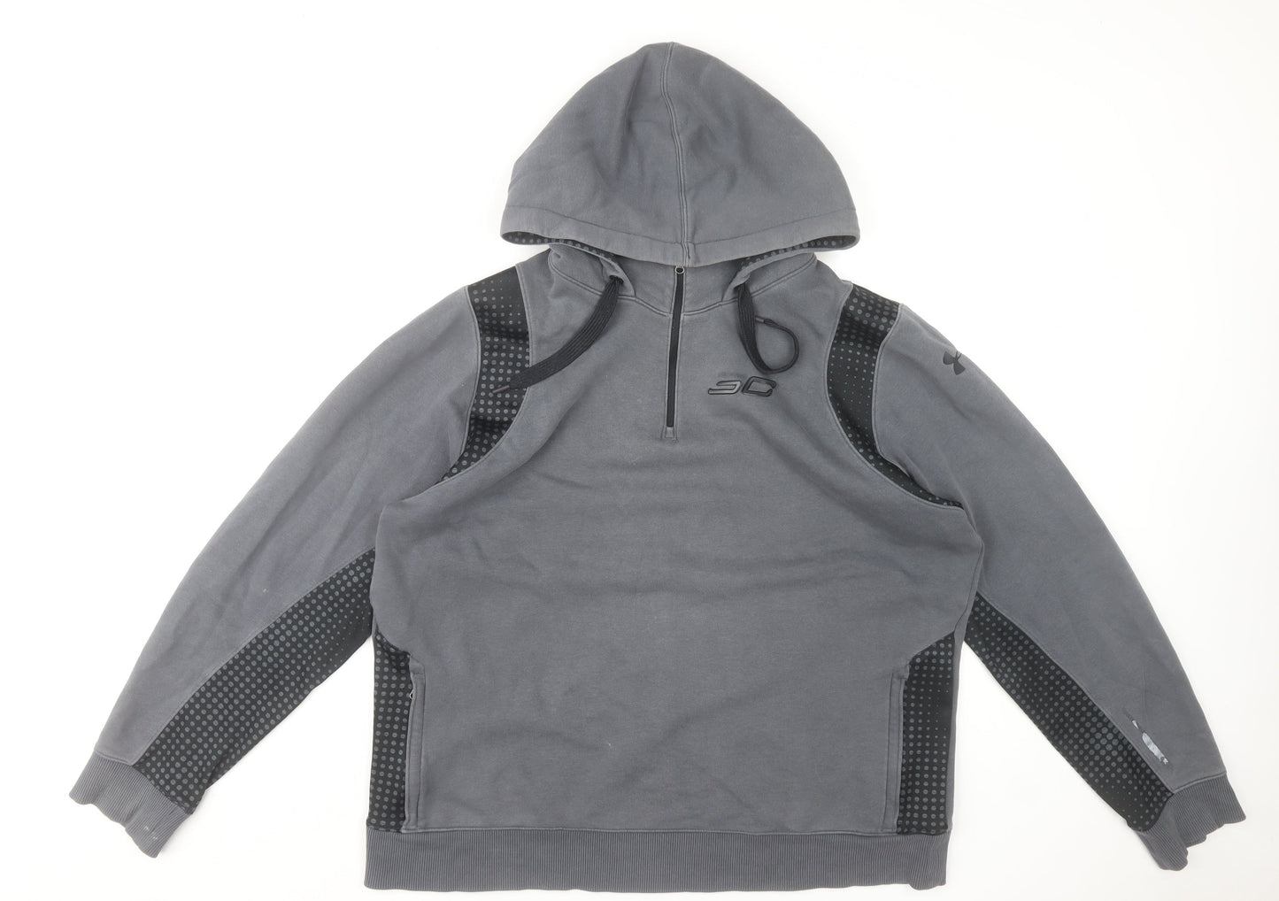 Under Armour Men's Grey Half Zip Hoodie Large Loose Fit Sportswear