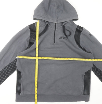 Under Armour Men's Grey Half Zip Hoodie Large Loose Fit Sportswear
