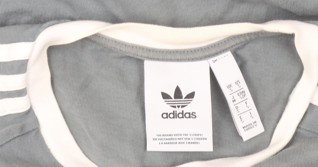 Womens UK Size S adidas Grey Ringer T-Shirt