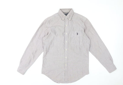 U.S. Polo Assn. Men's Beige Classic Fit Long Sleeve Dress Shirt S