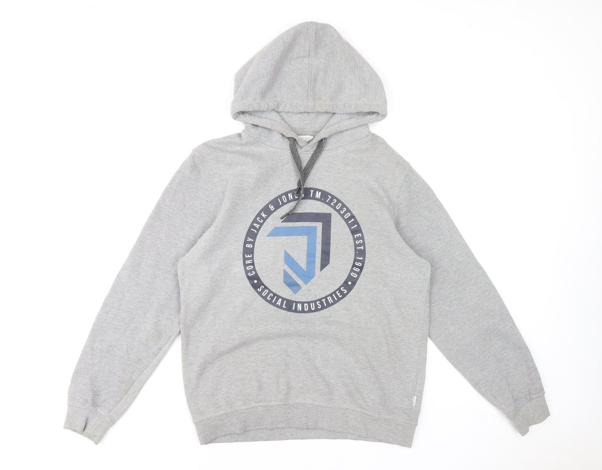 Mens UK Size M JACK & JONES Grey Pullover Hoodie