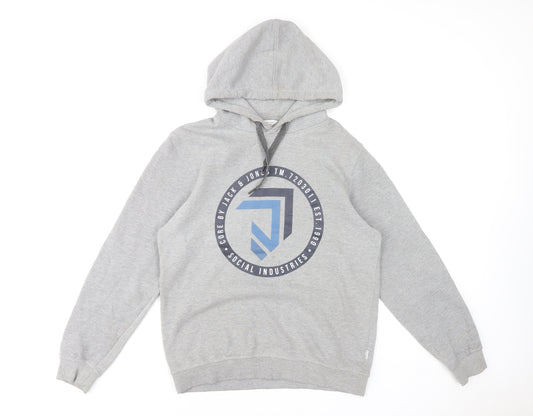 Mens UK Size M JACK & JONES Grey Pullover Hoodie