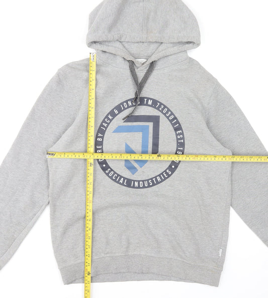 Mens UK Size M JACK & JONES Grey Pullover Hoodie