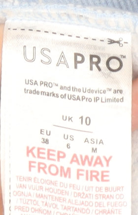USA Pro Women's Light Blue Pullover Hoodie UK 10 Cotton Blend