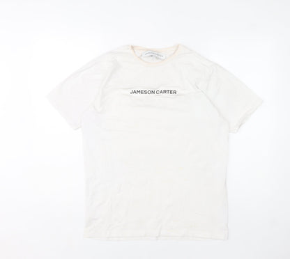 Jameson Carter Womens White Cotton Basic T-Shirt Size S