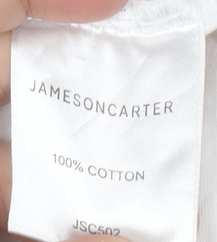 Jameson Carter Womens White Cotton Basic T-Shirt Size S