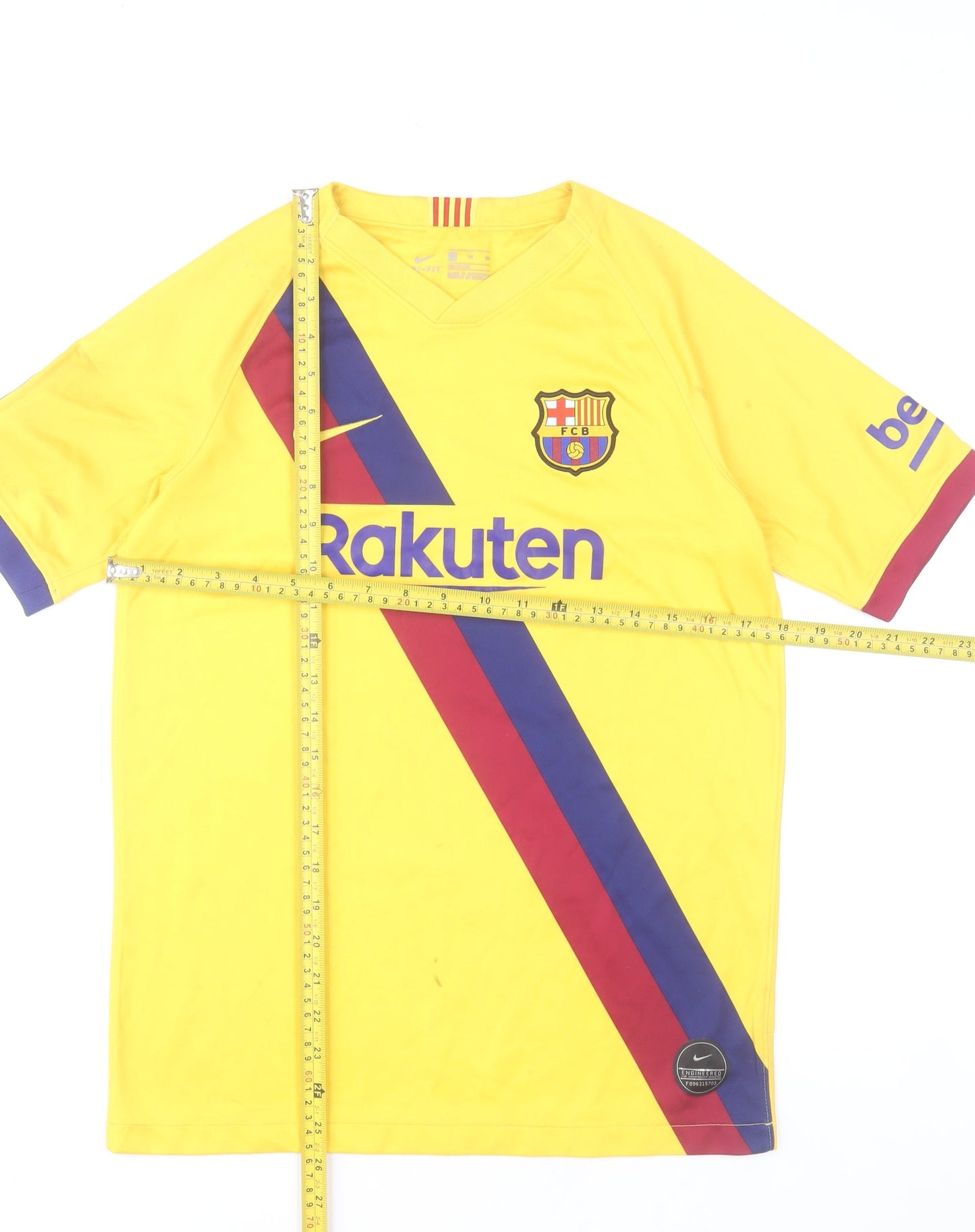 Nike Boys Yellow Barcelona Football Dri-Fit T-Shirt XL