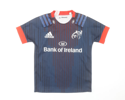 Adidas Boys Blue Rugby Jersey T-Shirt 13-14 Years Breathable Sports Top