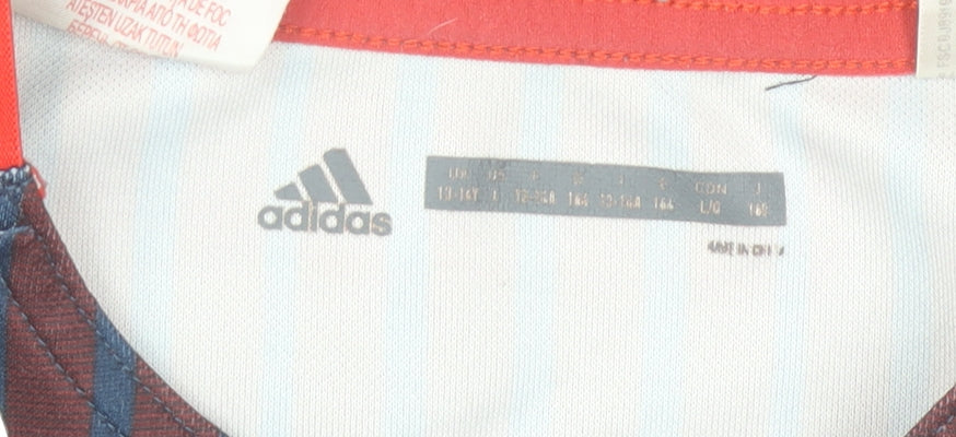 Adidas Boys Blue Rugby Jersey T-Shirt 13-14 Years Breathable Sports Top