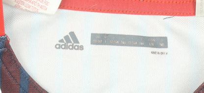 Adidas Boys Blue Rugby Jersey T-Shirt 13-14 Years Breathable Sports Top