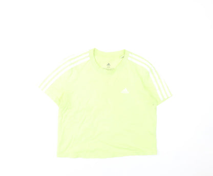Additional front view of Adidas women’s xs green cropped t-shirt short sleeve sports top
