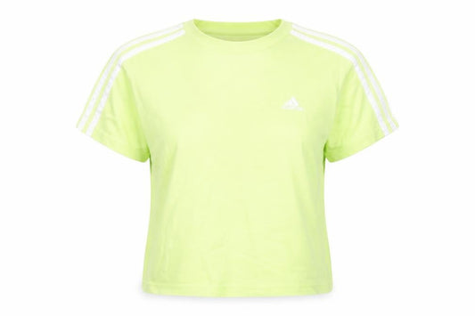 Front view of Adidas women’s xs green cropped t-shirt short sleeve sports top