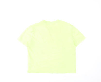 Close-up detail of Adidas women’s xs green cropped t-shirt short sleeve sports top