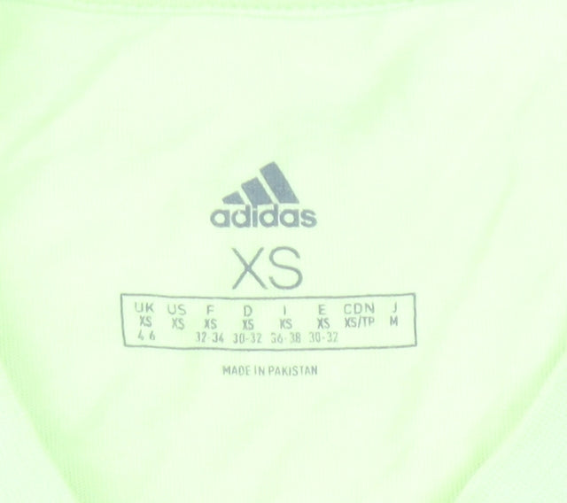 Brand and care label for Adidas women’s xs green cropped t-shirt short sleeve sports top