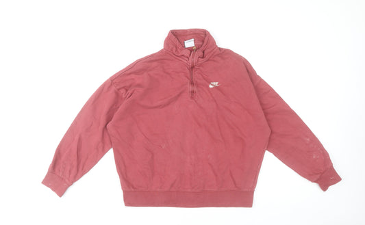 Nike Women's Pink Oversized 1/4 Zip Sweatshirt Cotton Blend