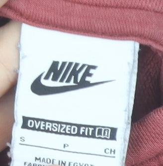 Nike Women's Pink Oversized 1/4 Zip Sweatshirt Cotton Blend