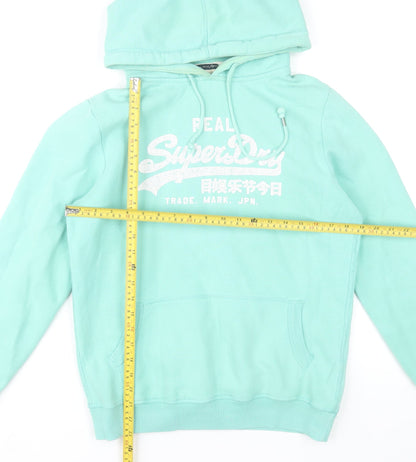 Superdry Womens Mint Green Pullover Hoodie Size L Cotton Blend