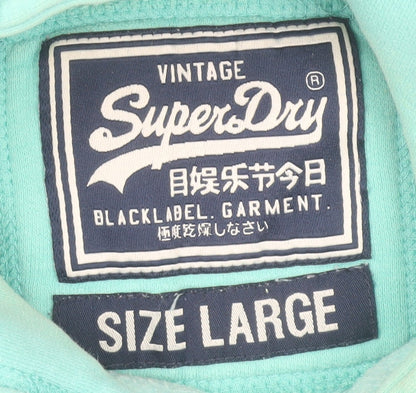 Superdry Womens Mint Green Pullover Hoodie Size L Cotton Blend