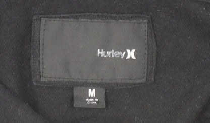 Hurley Mens Black Full Zip Hoodie Medium Graphic Print Casual