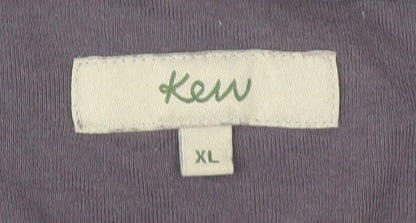 Kew Womens Purple Cotton Silk Trim V-Neck Long Sleeve T-Shirt XL