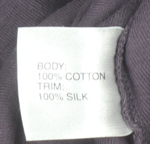 Kew Womens Purple Cotton Silk Trim V-Neck Long Sleeve T-Shirt XL