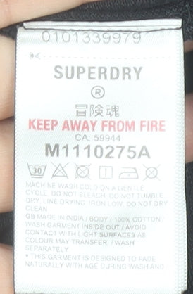 Superdry Men's Black Polo Shirt Size L Cotton Short Sleeve Casual