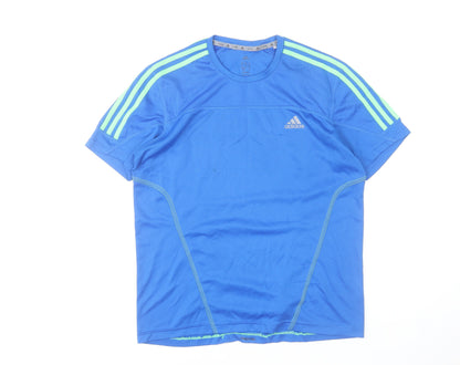 Adidas Men Blue Running T-Shirt Size L Short Sleeve Climalite Top