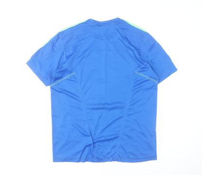 Adidas Men Blue Running T-Shirt Size L Short Sleeve Climalite Top
