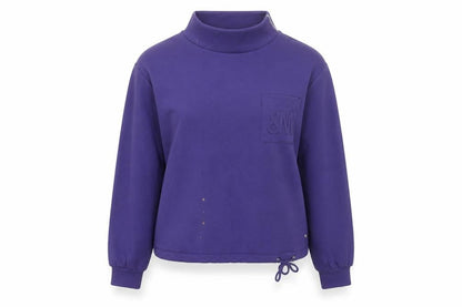 Front view of Monari Women Purple, size 12, Modal Blend Pullover Sweatshirt