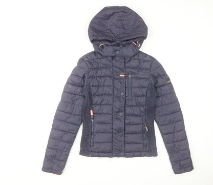 Womens UK Size 6 Superdry Blue Puffer Jacket