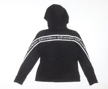 Emporio Armani EA7 Boys Black Full Zip Hoodie L 15-16 Years Logo Design