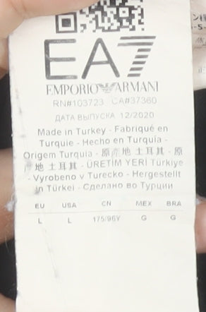 Emporio Armani EA7 Boys Black Full Zip Hoodie L 15-16 Years Logo Design