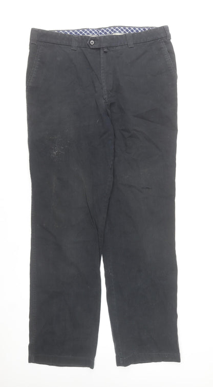 Douglas Men Black Regular Fit Stretch Corduroy Chino Trousers 38W 32L