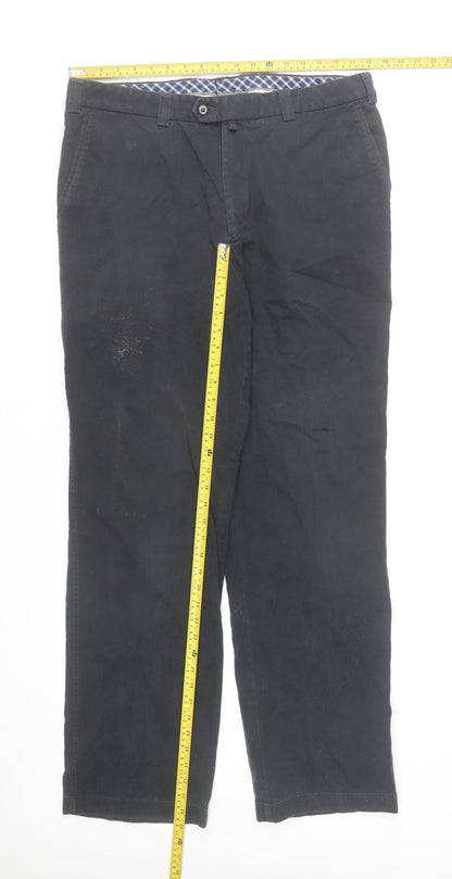 Douglas Men Black Regular Fit Stretch Corduroy Chino Trousers 38W 32L